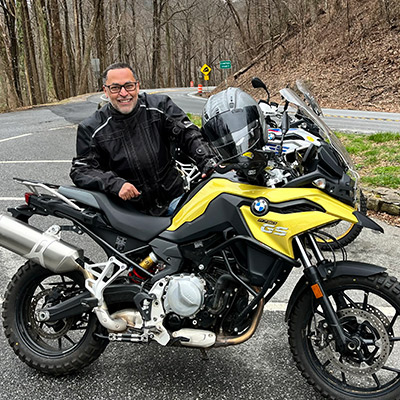 Man with his motorcycle